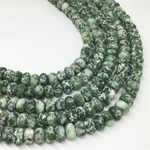 8x5mm Faceted Green Spot Jasper Beads, Gemstone Beads, Wholesale Beads