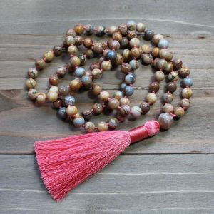 Shop Jasper Necklaces! Jasper Mala Beads, Jasper Mala, Jasper Mala Necklace, Knotted Mala Beads, 108 Mala Beads, Meditation Beads, Yoga Gift for Mom, Prayer Beads | Natural genuine Jasper necklaces. Buy crystal jewelry, handmade handcrafted artisan jewelry for women.  Unique handmade gift ideas. #jewelry #beadednecklaces #beadedjewelry #gift #shopping #handmadejewelry #fashion #style #product #necklaces #affiliate #ad