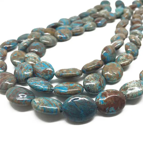 12x16mm Blue Calsilica Jasper Beads, Oval Gemstone Beads, Wholesale Beads
