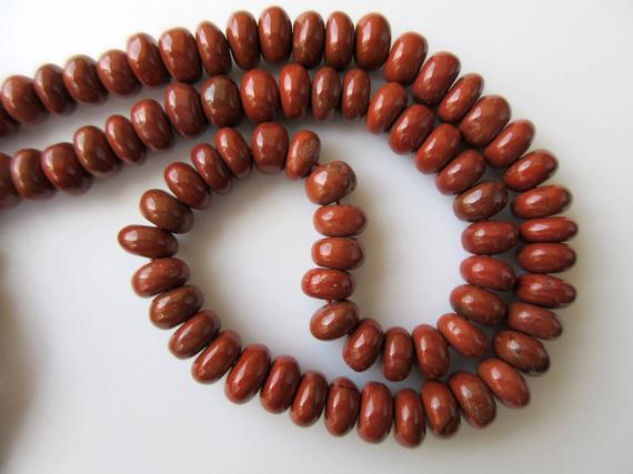 10mm Red Jasper Rondelle Beads, Smooth Rondelle Beads, 18 Inch Strand, Gds664