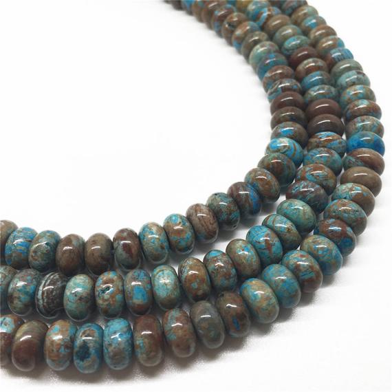 8x5mm Blue Calsilica Jasper Beads, Rondelle Beads, Gemstone Beads, Wholesale Beads