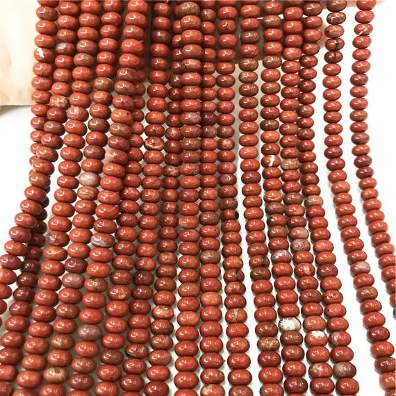 8x5mm Red Jasper Rondelle Beads, Rondelle Stone Beads, Gemstone Beads