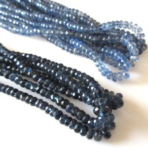 Shop Kyanite Faceted Beads! Blue Kyanite Beads, Kyanite Faceted Rondelle Beads, 4mm To 5mm Faceted Kyanite Beads, 19 Inch Strand, Natural Kyanite Loose Beads, GDS1171 | Natural genuine faceted Kyanite beads for beading and jewelry making.  #jewelry #beads #beadedjewelry #diyjewelry #jewelrymaking #beadstore #beading #affiliate #ad