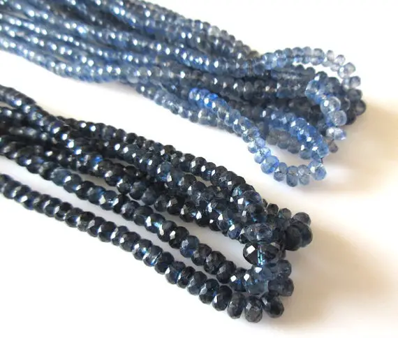 Blue Kyanite Beads, Kyanite Faceted Rondelle Beads, 4mm To 5mm Faceted Kyanite Beads, 19 Inch Strand, Natural Kyanite Loose Beads, Gds1171