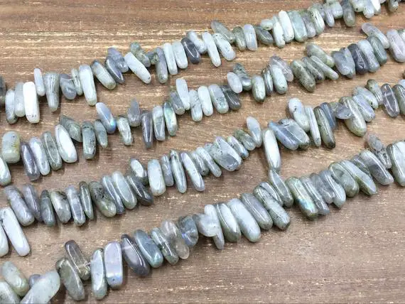 Labradorite Chip Beads Tiny Labradorite Stick Spike Beads Polished Natural Gemstone Shard Beads Beading Supplies 10-25mm 15.5" Full Strand