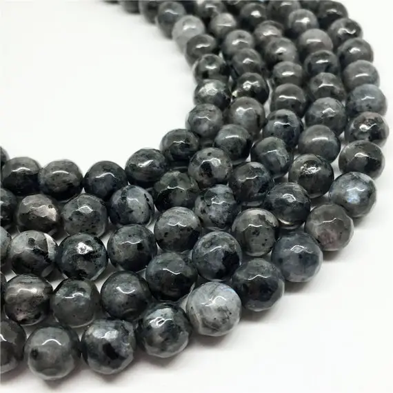 10mm Faceted Black Labradorite Beads, Round Gemstone Beads, Wholesale Beads