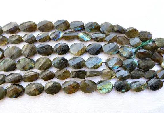 Labradorite Nugget Beads, Labradorite Polished Beads, Twisted Nuggets Shape Gemstone Beads, 15mm Bead 9" Strand #pp3144