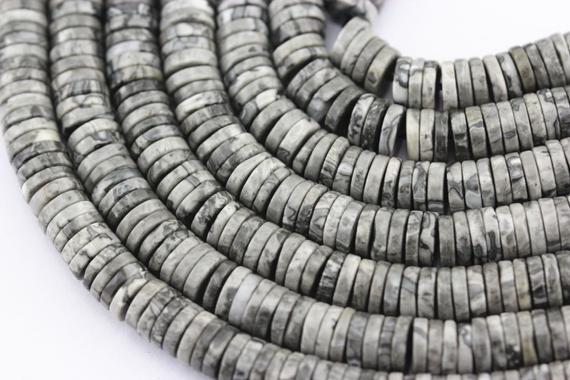 Larvikite Labradorite Heishi Disc Beads 5x1.5mm 6x1.5mm 7x1.5mm 15.5" Strand