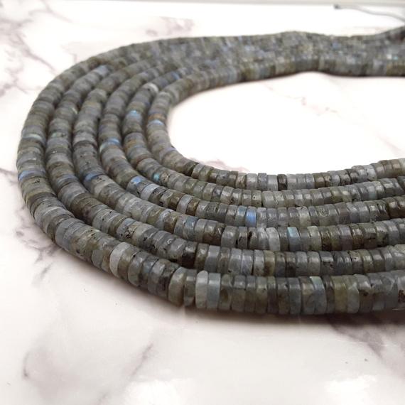 Natural Labradorite Heishi Disc Beads 5x1.5mm 6x1.5mm 7x1.5mm 15.5" Strand