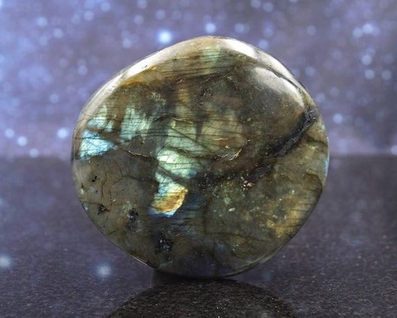 Large Polished Labradorite From Madagascar | Palm Stone | 3.19" | 183.9 Grams