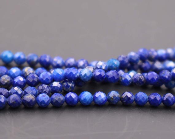3mm Lapis Lazuli Faceted Small Size Beads,3mm Small Size Beads Wholesale Bulk Supply,15 Inches One Starand
