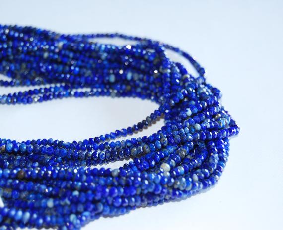 Natural Lapis Lazuli Faceted Rondelle Beads 2x3mm 3x5mm 15.5" Strand