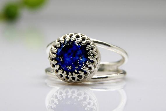 Birthstone Ring · Silver Ring · Lapis Ring · Gemstone Ring · Delicate Ring · Wisdom Ring · Birthday Ring · Graduation Gift