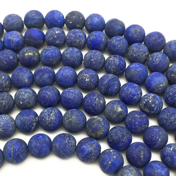 12mm Matte Lapis Lazuli Beads, Round Gemstone Beads, Wholesale Beads