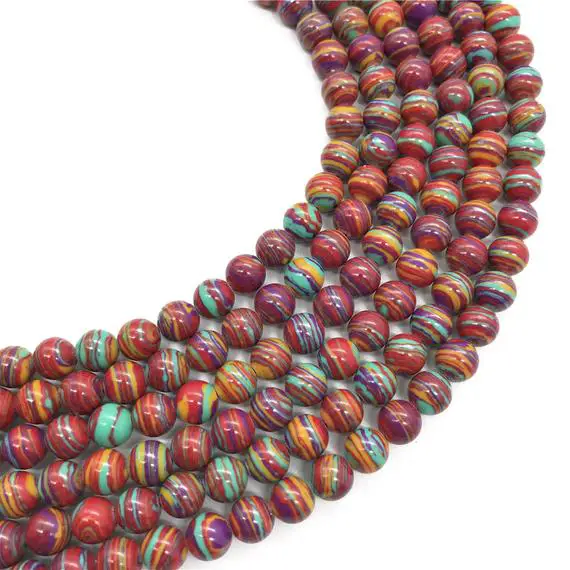 10mm Rainbow Malachite Beads, Round Gemstone Beads, Wholesale Beads
