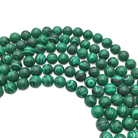 8mm Green Malachite Beads, Round Gemstone Beads, Wholesale Beads