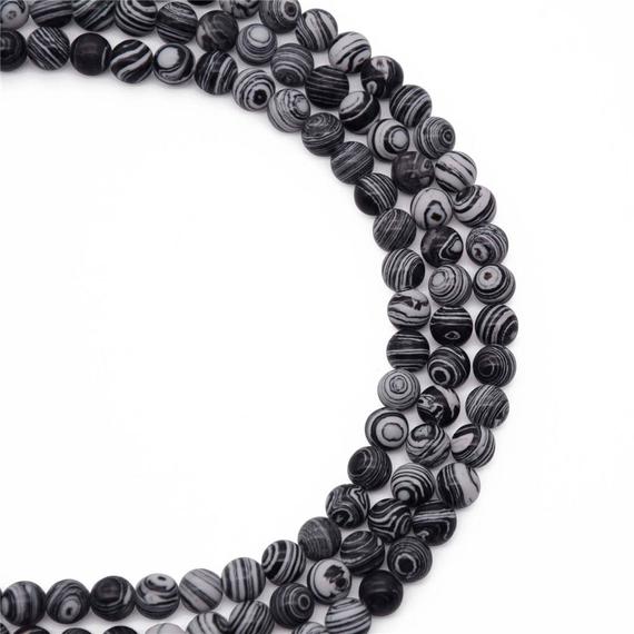 8mm Black Malachite Beads, Round Gemstone Beads, Wholesale Beads