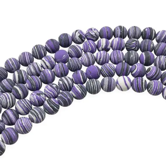 8mm Matte Purple Malachite Beads, Round Gemstone Beads, Wholesale Beads