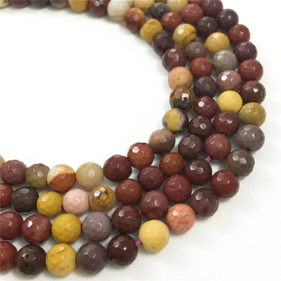 6mm Faceted Mookaite Beads, Gemstone Beads, Wholesale Beads