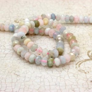 Shop Morganite Faceted Beads! Natural Morganite, Rainbow Morganite Faceted Rondelle Loose Gemstone Beads – RDF49 | Natural genuine faceted Morganite beads for beading and jewelry making.  #jewelry #beads #beadedjewelry #diyjewelry #jewelrymaking #beadstore #beading #affiliate #ad