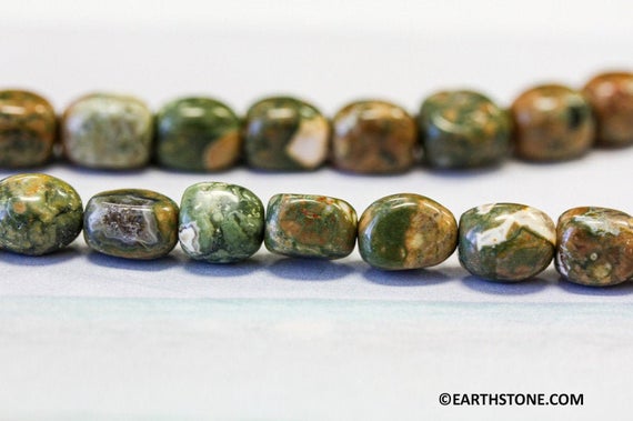 M/ Rhyolite 7x9mm Tumbled Nugget Loose Beads 16" Strand Genuine Green/brown Rainforest Jasper Beads Size Varies For Jewelry Making