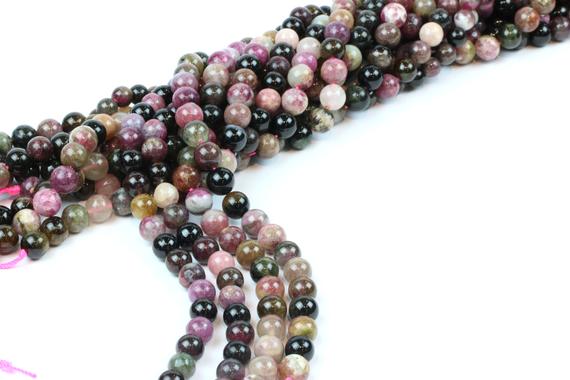 Natural Tourmaline Beads,pink Round Beads,mixed Tourmaline Beads,aa Quality Beads,loose Gemstone Beads,beads Tourmaline - 16" Full Strand
