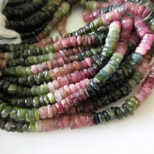 Shop Pink Tourmaline Rondelle Beads! Natural Tourmaline Smooth Tyre Rondelle Beads, Pink Tourmaline, Green Tourmaline, 3.5mm Each, 13.5 Inch Strand, GDS33 | Natural genuine rondelle Pink Tourmaline beads for beading and jewelry making.  #jewelry #beads #beadedjewelry #diyjewelry #jewelrymaking #beadstore #beading #affiliate #ad