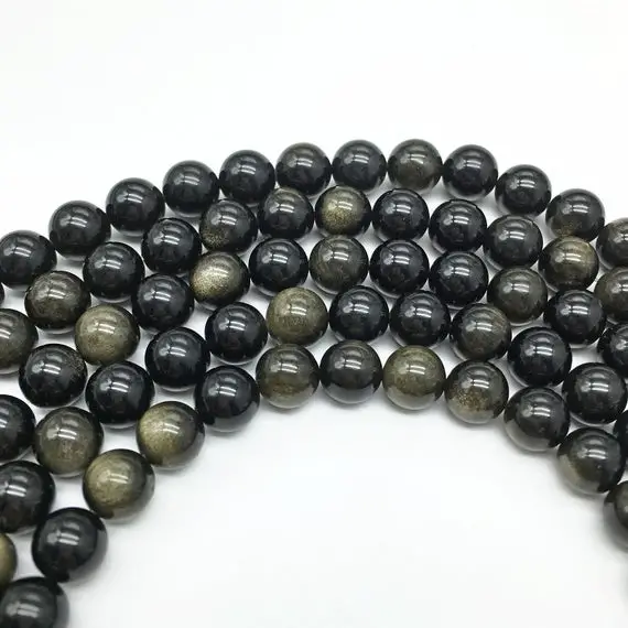 8mm Gold Obsidian Beads, Round Gemstone Beads, Wholesale Beads