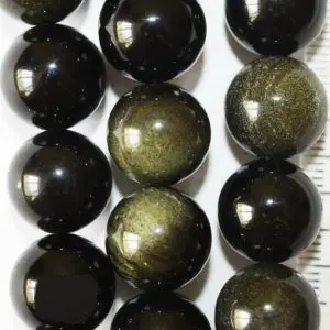 Shop Obsidian Beads! Genuine Golden Black Obsidian Beads – Round 8 mm Gemstone Beads – Full Strand 15 1/2", 48 beads, AA Quality | Natural genuine beads Obsidian beads for beading and jewelry making.  #jewelry #beads #beadedjewelry #diyjewelry #jewelrymaking #beadstore #beading #affiliate #ad