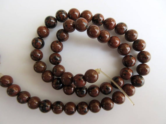 Tiger Obsidian Large Hole Gemstone Beads, 8mm Tiger Obsidian Smooth Round Beads, Drill Size 1mm, 15 Inch Strand, Gds572