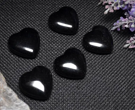 Best Hand Carved Black Obsidian Polished Heart Shaped/ Natural Black Obsidian Stone/worry Stone/decoration/special Gift-30mm
