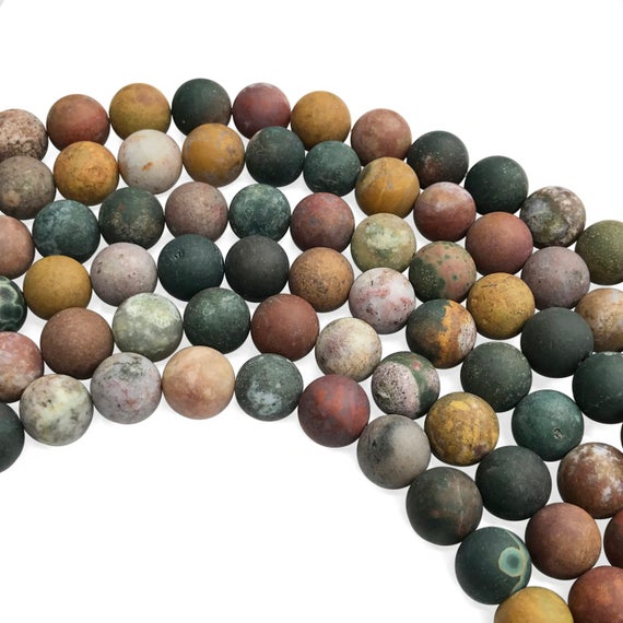 10mm Matte Ocean Jasper Beads, Round Gemstone Beads, Wholesale Beads