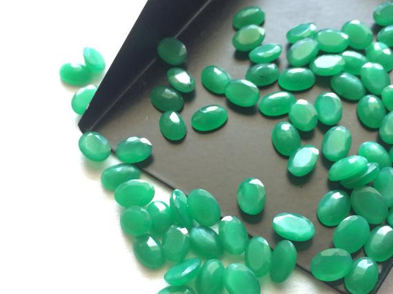 5x7mm Green Onyx Oval Cut Stone, Green Onyx Faceted Oval Stone, Green Onyx For Jewelry (5cts To 25cts Options) - Pg388