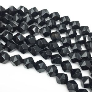 Shop Onyx Faceted Beads! Faceted Black Onyx Beads, Star Cut Beads, Gemstone Beads, 8mm, 10mm | Natural genuine faceted Onyx beads for beading and jewelry making.  #jewelry #beads #beadedjewelry #diyjewelry #jewelrymaking #beadstore #beading #affiliate #ad