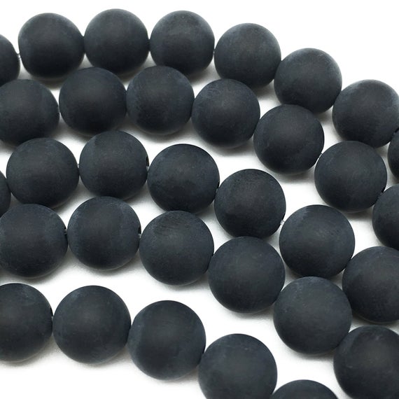 12mm Matte Black Onyx Beads, Round Gemstone Beads, Wholesale Beads