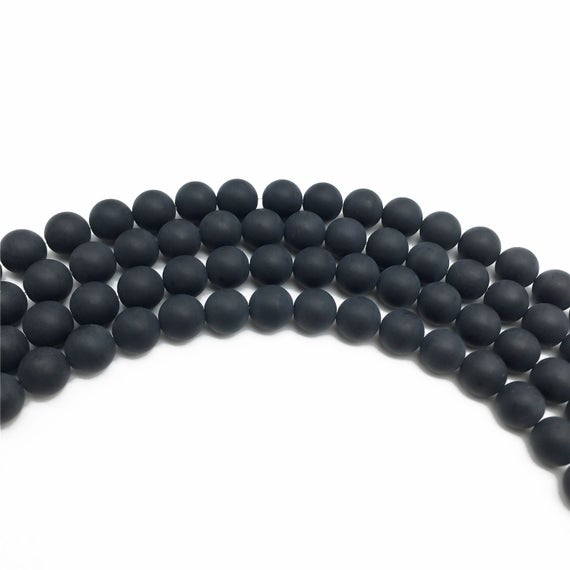 6mm Matte Black Onyx Beads, Round Gemstone Beads, Wholesale Beads