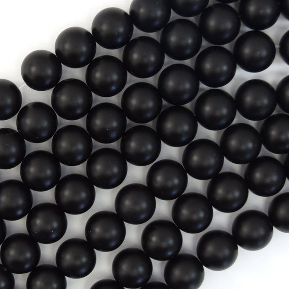 Matte Black Onyx Round Beads Gemstone 15" Strand 3mm 4mm 6mm 8mm 10mm 12mm