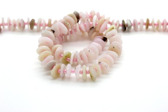 Pink Opal Beads, Natural Pink Opal Nuggets Rough Cut Irregular Shape Smooth Gemstone Beads - Assorted Size -15.5" Strand - Rds15
