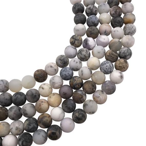 10mm Matte Dendritic Opal Beads, Round Gemstone Beads, Wholasela Beads