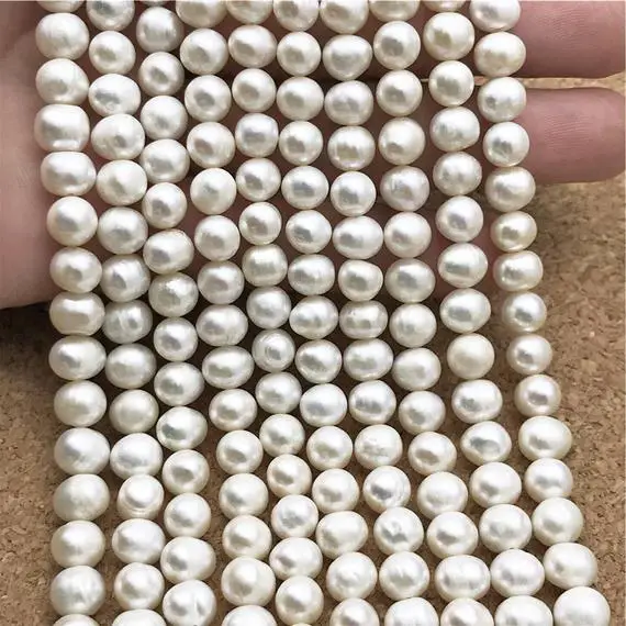 7-8mm Freshwater Pearl Beads, White Pearl Beads, Pearl Jewelry
