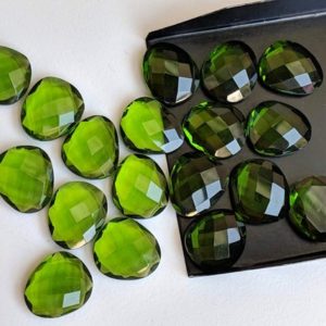 16-17mm Peridot Colored Quartz Rose Cut Flat Back Cabochons, Peridot Hydro Rose Cut, Hydro Cabochon For Jewelry (5pcs To 10pcs Options)