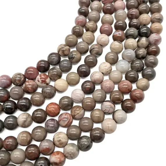 10mm Petrified Wood Jasper Beads, Round Gemstone Beads, Wholesale Beads