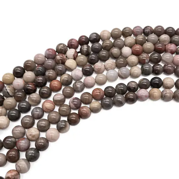 8mm Petrified Wood Jasper Beads, Round Gemstone Beads, Wholesale Beads