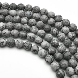 Shop Picture Jasper Faceted Beads! 8mm Faceted Gray Picture Jasper Beads, Round Gemstone Beads, Wholesale Beads | Natural genuine faceted Picture Jasper beads for beading and jewelry making.  #jewelry #beads #beadedjewelry #diyjewelry #jewelrymaking #beadstore #beading #affiliate #ad
