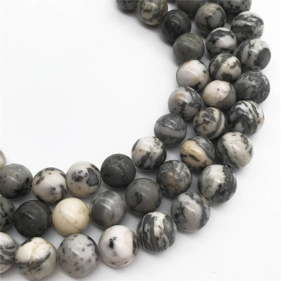 10mm Gray Picture Jasper Beads, Round Gemstone Beads, Wholesale Beads