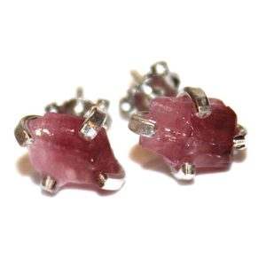 Pink Tourmaline Earring Watermelon Tourmaline Stud Earring Raw Tourmaline Jewelry Silver Tourmaline Shard Earring Ombre Earring Pink Earring | Natural genuine Array earrings. Buy crystal jewelry, handmade handcrafted artisan jewelry for women.  Unique handmade gift ideas. #jewelry #beadedearrings #beadedjewelry #gift #shopping #handmadejewelry #fashion #style #product #earrings #affiliate #ad