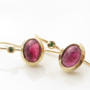 Pink Tourmaline earrings, Tourmaline and gold earrings, 14k solid gold earrings,Pink Tourmaline and tsavorite earrings | Natural genuine Pink Tourmaline earrings. Buy crystal jewelry, handmade handcrafted artisan jewelry for women.  Unique handmade gift ideas. #jewelry #beadedearrings #beadedjewelry #gift #shopping #handmadejewelry #fashion #style #product #earrings #affiliate #ad