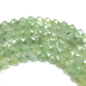 Shop Prehnite Faceted Beads! Faceted Prehnite Beads, Star Cut Beads, Gemstone Beads, 8mm, 10mm | Natural genuine faceted Prehnite beads for beading and jewelry making.  #jewelry #beads #beadedjewelry #diyjewelry #jewelrymaking #beadstore #beading #affiliate #ad