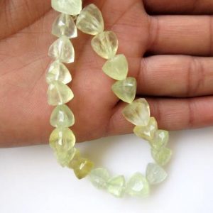Shop Prehnite Faceted Beads! Prehnite Faceted Trillion Shaped Beads, Triangle Shaped Faceted Prehnite Beads, 9-10mm Each, 8 Inch Strand, GDS627 | Natural genuine faceted Prehnite beads for beading and jewelry making.  #jewelry #beads #beadedjewelry #diyjewelry #jewelrymaking #beadstore #beading #affiliate #ad