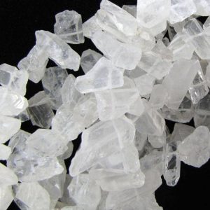 Shop Quartz Chip & Nugget Beads! 20-28mm white rock crystal stick nugget beads 15" strand | Natural genuine chip Quartz beads for beading and jewelry making.  #jewelry #beads #beadedjewelry #diyjewelry #jewelrymaking #beadstore #beading #affiliate #ad